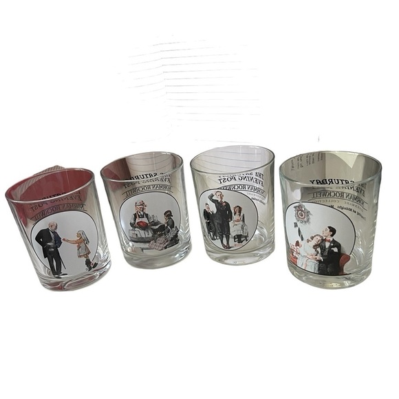 Norman Rockwell The Saturday Evening Post Glassware Collection set of 4. 12 oz - Picture 1 of 6